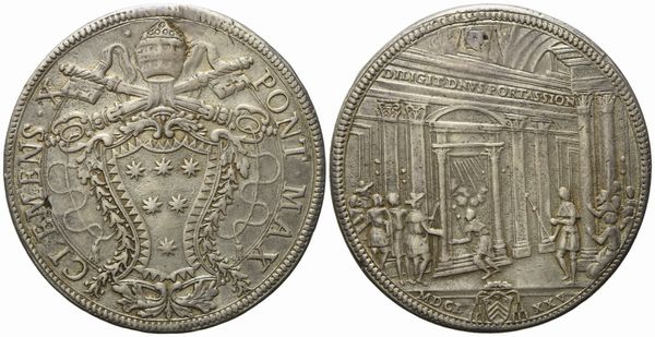 STATO PONTIFICIO. Roma. Clemente X (1670 - 1676). Piastra 1675 Giubileo. Ag (31,45 g; 44,38 mm).  - Asta Monete e medaglie medievali e moderne italiane ed estere - Associazione Nazionale - Case d'Asta italiane