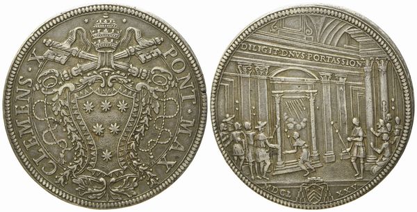 STATO PONTIFICIO. Roma. Clemente X (1670 - 1676). Piastra 1675 Giubileo. Ag (31,79 g; 44,1 mm)  - Asta Monete e medaglie medievali e moderne italiane ed estere - Associazione Nazionale - Case d'Asta italiane