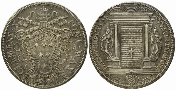 STATO PONTIFICIO. Roma. Clemente X (1670 - 1676). Piastra 1675 Giubileo, chiusura porta santa. Ag (31,69 g; 43,9 mm)  - Asta Monete e medaglie medievali e moderne italiane ed estere - Associazione Nazionale - Case d'Asta italiane