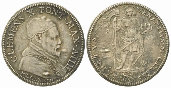 STATO PONTIFICIO. Roma. Clemente X (1670 - 1676). Giulio 1673 San Venanzio. Ag (3,11 g; 25,8 mm)  - Asta Monete e medaglie medievali e moderne italiane ed estere - Associazione Nazionale - Case d'Asta italiane