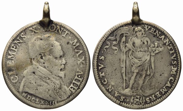 STATO PONTIFICIO. Roma. Clemente X (1670 - 1676). Giulio 1673 San Venanzio. Ag (3,24g; 25,59 mm).  - Asta Monete e medaglie medievali e moderne italiane ed estere - Associazione Nazionale - Case d'Asta italiane