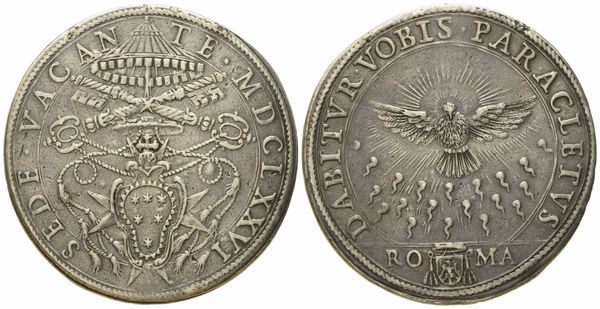 STATO PONTIFICIO. Roma. Sede Vacante 1676. Piastra. Ag (31,42 g; 43,9 mm)  - Asta Monete e medaglie medievali e moderne italiane ed estere - Associazione Nazionale - Case d'Asta italiane