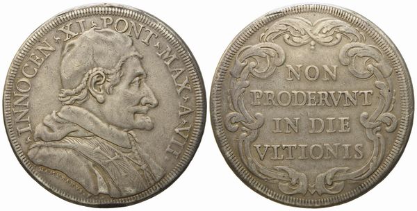 STATO PONTIFICIO. Roma. Innocenzo XI (1676 - 1689). Piastra anno VII. Ag (31,36 g; 43,7 mm)  - Asta Monete e medaglie medievali e moderne italiane ed estere - Associazione Nazionale - Case d'Asta italiane