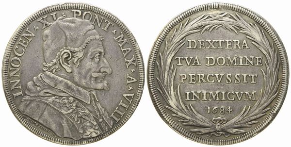 STATO PONTIFICIO. Roma. Innocenzo XI (1676 - 1689). Piastra 1684. Ag (31,78 g; 44 mm)  - Asta Monete e medaglie medievali e moderne italiane ed estere - Associazione Nazionale - Case d'Asta italiane