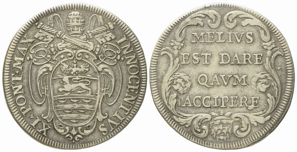 STATO PONTIFICIO. Roma. Innocenzo XI (1676 - 1689). Testone (1684). Ag (9,07 g; 31 mm)  - Asta Monete e medaglie medievali e moderne italiane ed estere - Associazione Nazionale - Case d'Asta italiane