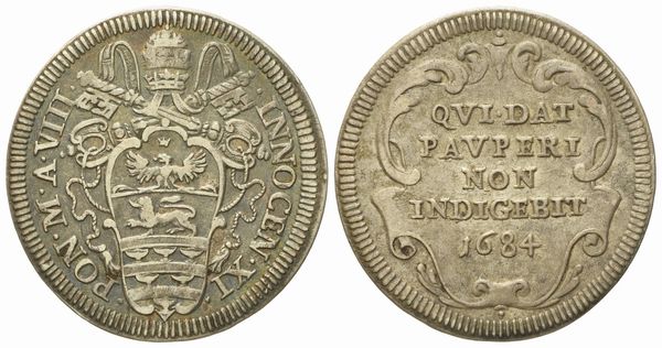 STATO PONTIFICIO. Roma. Innocenzo XI (1676 - 1689). Giulio 1684 anno VIII. Ag (2,95 g; 26,3 mm)  - Asta Monete e medaglie medievali e moderne italiane ed estere - Associazione Nazionale - Case d'Asta italiane