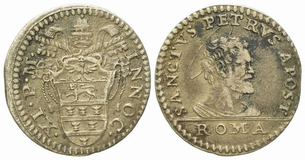 STATO PONTIFICIO. Roma. Innocenzo XI (1676 - 1689). Grosso (1681). Ag (1,31 g; 18,8 mm)  - Asta Monete e medaglie medievali e moderne italiane ed estere - Associazione Nazionale - Case d'Asta italiane