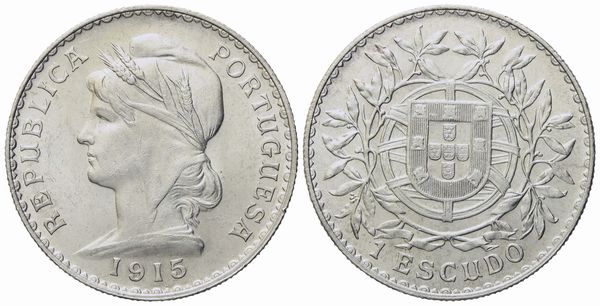 PORTOGALLO. Repubblica. Escudo 1915. Ag (25 g; 37 mm)  - Asta Monete e medaglie medievali e moderne italiane ed estere - Associazione Nazionale - Case d'Asta italiane