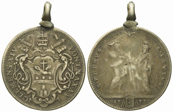 STATO PONTIFICIO. Roma. Clemente XIV (1769 - 1775). Testone 1773. Ag (8,26 g; 30,73 mm).  - Asta Monete e medaglie medievali e moderne italiane ed estere - Associazione Nazionale - Case d'Asta italiane