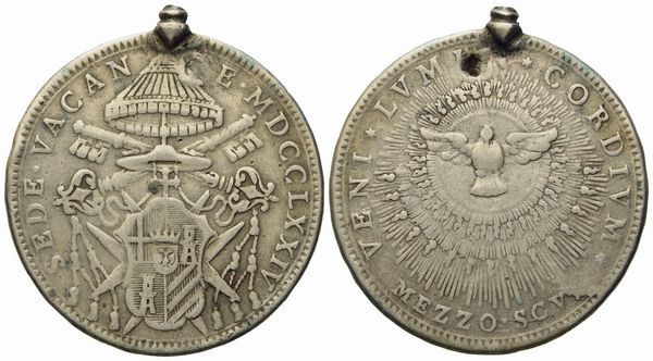 STATO PONTIFICIO. Roma. Sede Vacante 1774. Mezzo scudo 1774. Ag (13,06 g; 34,64 mm).  - Asta Monete e medaglie medievali e moderne italiane ed estere - Associazione Nazionale - Case d'Asta italiane