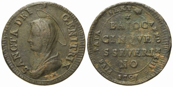 STATO PONTIFICIO. San Severino. Pio VI (1775 - 1799). 5 baiocchi 1797.  Cu (13,50 g; 32,03 mm).  - Asta Monete e medaglie medievali e moderne italiane ed estere - Associazione Nazionale - Case d'Asta italiane