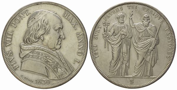 STATO PONTIFICIO. Bologna. Pio VIII (1829 - 1830). Scudo 1830. Ag (26,31 g; 37,8 mm)  - Asta Monete e medaglie medievali e moderne italiane ed estere - Associazione Nazionale - Case d'Asta italiane