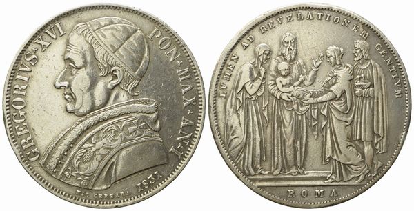 STATO PONTIFICIO. Roma. Gregorio XVI (1831 - 1846). Scudo 1831. Ag (26,38 g; 37,68 mm).  - Asta Monete e medaglie medievali e moderne italiane ed estere - Associazione Nazionale - Case d'Asta italiane