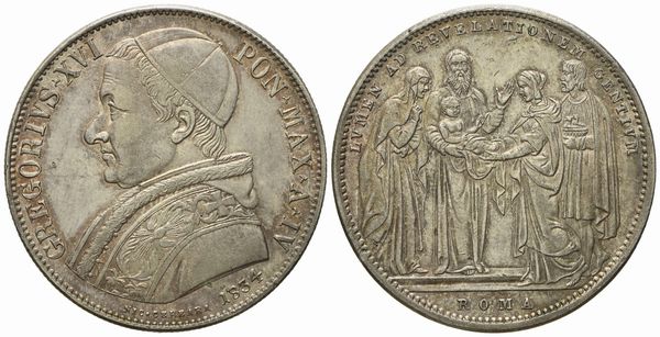 STATO PONTIFICIO. Roma. Gregorio XVI (1831 - 1846). Scudo 1834. Ag (26,41 g; 37,4 mm)  - Asta Monete e medaglie medievali e moderne italiane ed estere - Associazione Nazionale - Case d'Asta italiane