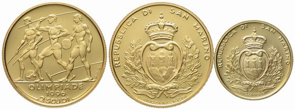 SAN MARINO. 1 e 2 scudi 1996, dittico. Au 900 (9,67 g)  - Asta Monete e medaglie medievali e moderne italiane ed estere - Associazione Nazionale - Case d'Asta italiane