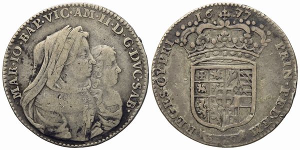 SAVOIA. Torino. Vittorio Amedeo II (reggenza 1675-1680). Lira da 20 soldi 1677. Ag (5,97 g; 27,16 mm)  - Asta Monete e medaglie medievali e moderne italiane ed estere - Associazione Nazionale - Case d'Asta italiane