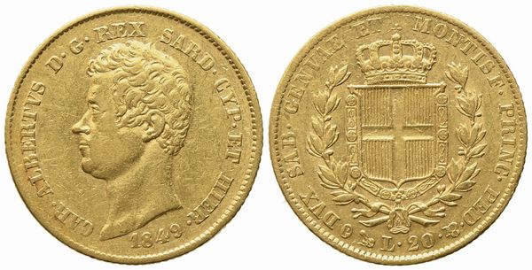 REGNO DI SARDEGNA. Genova. Carlo Alberto (1831-1849). 20 lire 1849. Au (6,41 g; 21 mm)  - Asta Monete e medaglie medievali e moderne italiane ed estere - Associazione Nazionale - Case d'Asta italiane