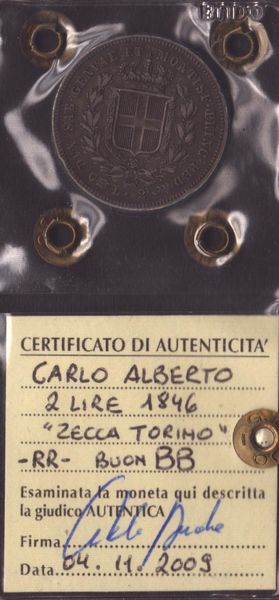 REGNO DI SARDEGNA. Torino. Carlo Alberto (1831-1849). 2 lire 1846. Ag  - Asta Monete e medaglie medievali e moderne italiane ed estere - Associazione Nazionale - Case d'Asta italiane