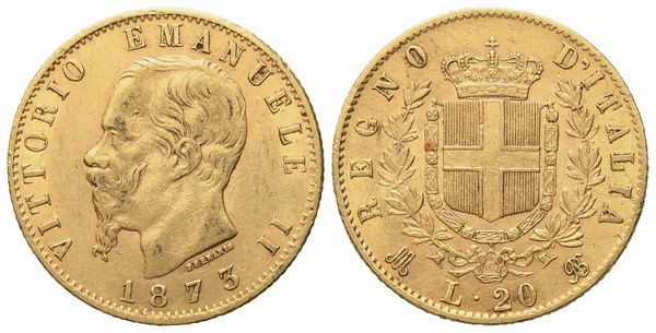 REGNO D'ITALIA. Milano. Vittorio Emanuele II (1861 - 1878). 20 lire 1873. Au (6,45 g; 21 mm)  - Asta Monete e medaglie medievali e moderne italiane ed estere - Associazione Nazionale - Case d'Asta italiane