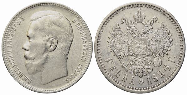 RUSSIA. Nicola II (1894-1917). Rublo 1896. Ag (20 g; 33,4 mm)  - Asta Monete e medaglie medievali e moderne italiane ed estere - Associazione Nazionale - Case d'Asta italiane