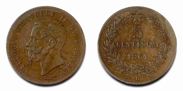 REGNO D'ITALIA. Bologna. Vittorio Emanuele II (1861-1878). 5 centesimi 1861. Cu  - Asta Monete e medaglie medievali e moderne italiane ed estere - Associazione Nazionale - Case d'Asta italiane