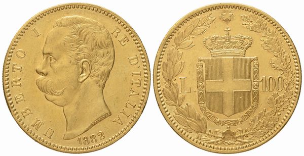 REGNO D'ITALIA. Umberto I (1878-1900). 100 Lire 1882. Au (32,25 g; 34,9 mm)  - Asta Monete e medaglie medievali e moderne italiane ed estere - Associazione Nazionale - Case d'Asta italiane