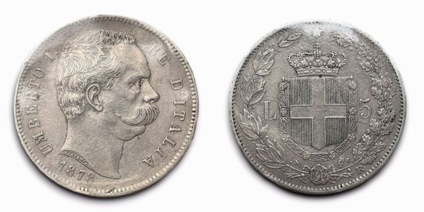 REGNO D'ITALIA. Umberto I (1878-1900). 5 Lire 1878. Ag  - Asta Monete e medaglie medievali e moderne italiane ed estere - Associazione Nazionale - Case d'Asta italiane