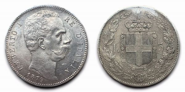 REGNO D'ITALIA. Umberto I (1878-1900). 5 Lire 1879. Ag  - Asta Monete e medaglie medievali e moderne italiane ed estere - Associazione Nazionale - Case d'Asta italiane