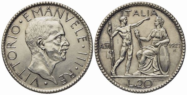 REGNO D'ITALIA. Vittorio Emanuele III (1900-1943). 20 lire 1927 Littore. Ag (14,98 g; 35,2 mm)  - Asta Monete e medaglie medievali e moderne italiane ed estere - Associazione Nazionale - Case d'Asta italiane