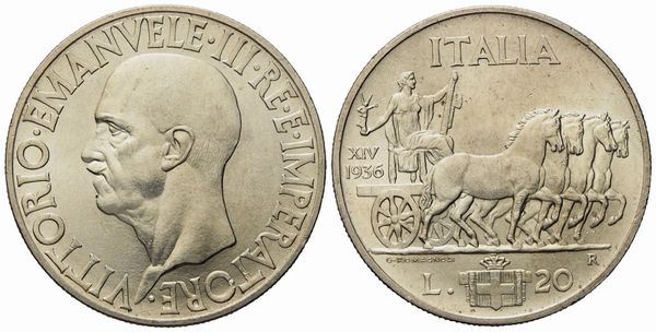 REGNO D'ITALIA. Vittorio Emanuele III (1900 - 1943).20 lire 1936 Impero. Ag (20,14 g; 35,3 mm)  - Asta Monete e medaglie medievali e moderne italiane ed estere - Associazione Nazionale - Case d'Asta italiane