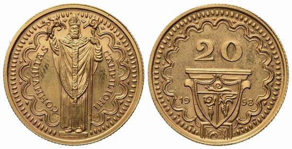 CAMPIONE D'ITALIA. Gettone da 20 franchi 1958. Au 900 (6,53 g; 20,5 mm)  - Asta Monete e medaglie medievali e moderne italiane ed estere - Associazione Nazionale - Case d'Asta italiane