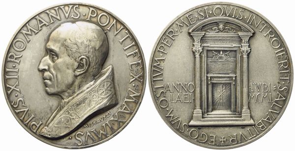 VATICANO. Pio XII (1939-1958). Medaglia 1950 giubileo. Opus: A. Mistruzzi. Ag (122,91 g; 59,5 mm)  - Asta Monete e medaglie medievali e moderne italiane ed estere - Associazione Nazionale - Case d'Asta italiane