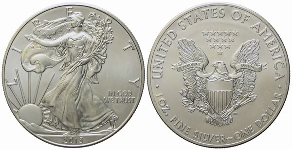 USA. Dollaro, oncia 2013. Ag (31,16 g; 40,54 mm). FDC  - Asta Monete e medaglie medievali e moderne italiane ed estere - Associazione Nazionale - Case d'Asta italiane