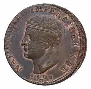 MILANO. Regno d'Italia. Napoleone I (1805-1814). Progetto del 3 Centesimi 1806. Cu (25 mm; 6 g)  - Asta Monete e medaglie medievali e moderne italiane ed estere - Associazione Nazionale - Case d'Asta italiane