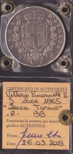 REGNO D'ITALIA. Torino. Vittorio Emanuele II (1861-1878). 5 lire 1865. Ag  - Asta Monete e medaglie medievali e moderne italiane ed estere - Associazione Nazionale - Case d'Asta italiane