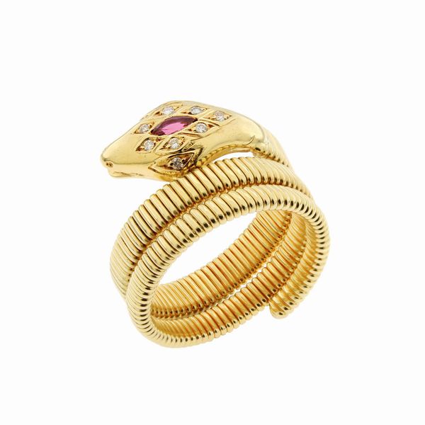 Anello a serpente in oro giallo 18kt  - Asta Gioielli e Orologi - Associazione Nazionale - Case d'Asta italiane