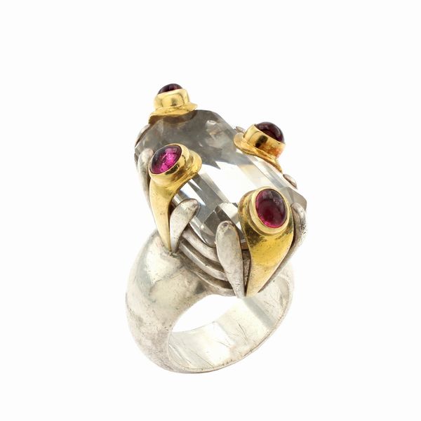 Anello in oro giallo 18kt e argento  - Asta Gioielli e Orologi - Associazione Nazionale - Case d'Asta italiane