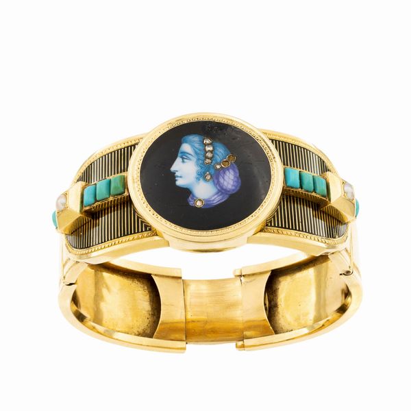 Antico bracciale a manetta in oro giallo 18kt  - Asta Gioielli e Orologi - Associazione Nazionale - Case d'Asta italiane