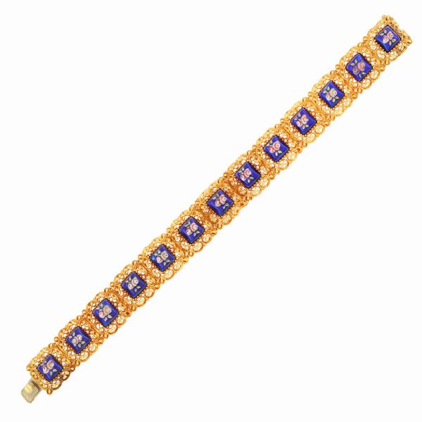 Bracciale in oro rosa 18kt e smalto policromo  - Asta Gioielli e Orologi - Associazione Nazionale - Case d'Asta italiane