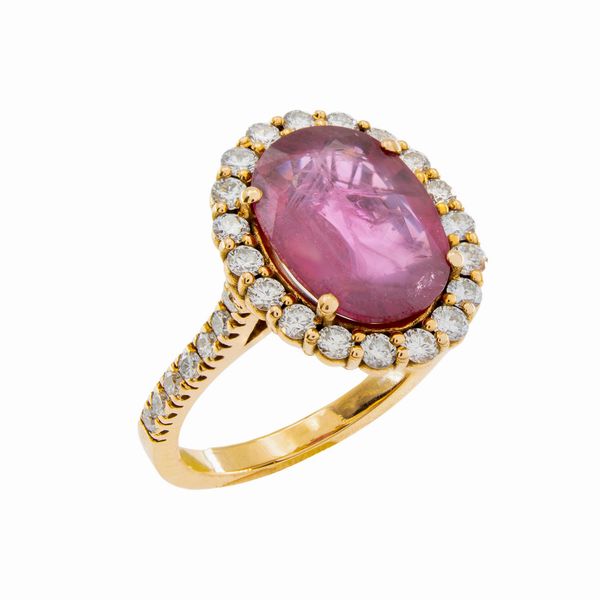 Anello in oro rosa 18kt con rubino naturale  - Asta Gioielli e Orologi - Associazione Nazionale - Case d'Asta italiane