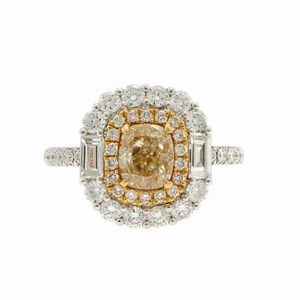 Anello in oro bianco 18kt diamante fancy yellow  - Asta Gioielli e Orologi - Associazione Nazionale - Case d'Asta italiane