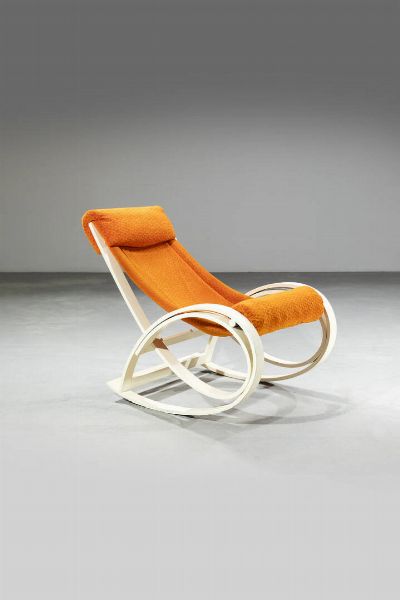 GAE AULENTI : Poltrona a dondolo mod. Sgarsul  - Asta Design - Associazione Nazionale - Case d'Asta italiane