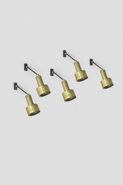 PRODUZIONE ITALIANA : Cinque lampade a parete  - Asta Design - Associazione Nazionale - Case d'Asta italiane