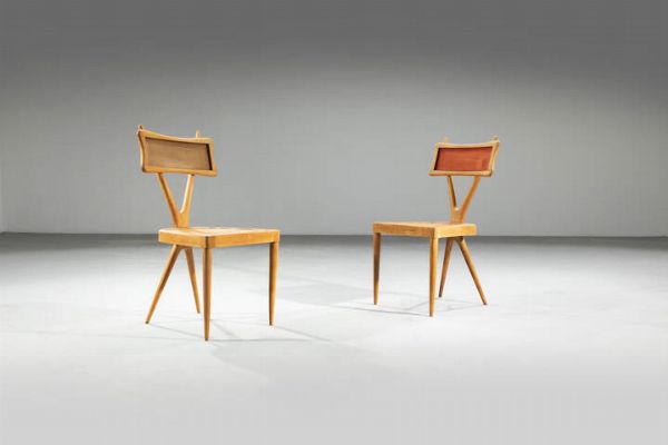 GIANNI VIGORELLI : Coppia di sedie  - Asta Design - Associazione Nazionale - Case d'Asta italiane