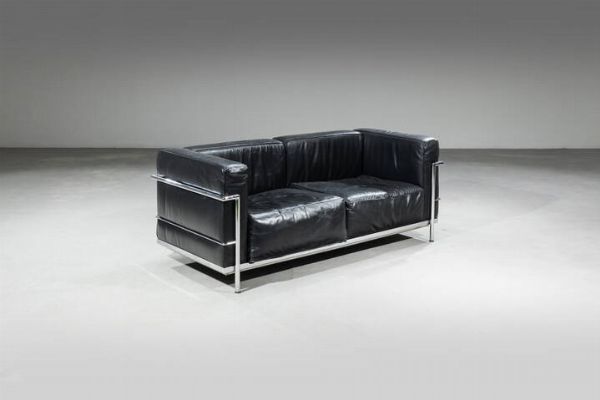 LE CORBUSIER : Divano a due posti mod. LC2  - Asta Design - Associazione Nazionale - Case d'Asta italiane