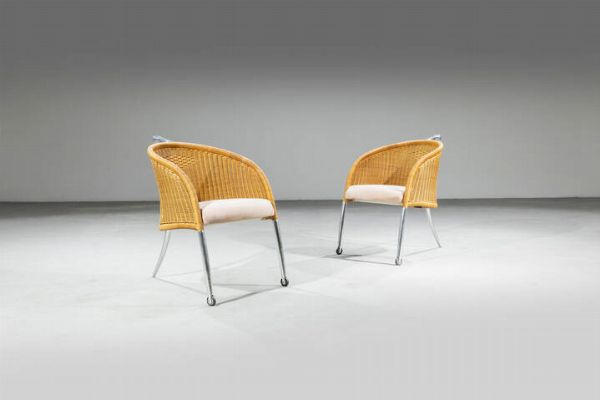 PIER FEDERICO CALIARI : Coppia di poltrone mod. Dehly  - Asta Design - Associazione Nazionale - Case d'Asta italiane