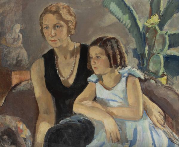 OTTAVIO STEFFENINI Cuneo 1889 - 1971 Milano : Ritratto di famiglia  - Asta Dipinti  - Associazione Nazionale - Case d'Asta italiane