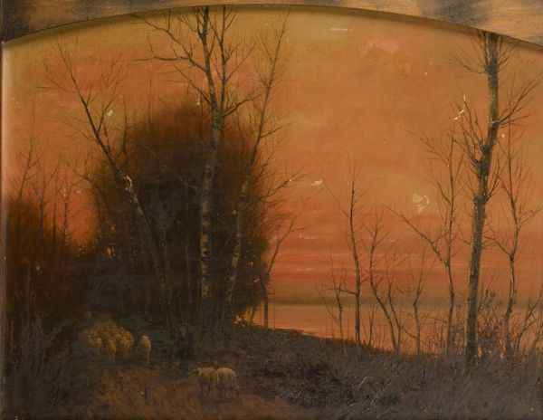 GIOVANNI PISANO Sevi (NU) 1875 - 1964 Torino : Tramonto d'inverno  - Asta Dipinti  - Associazione Nazionale - Case d'Asta italiane