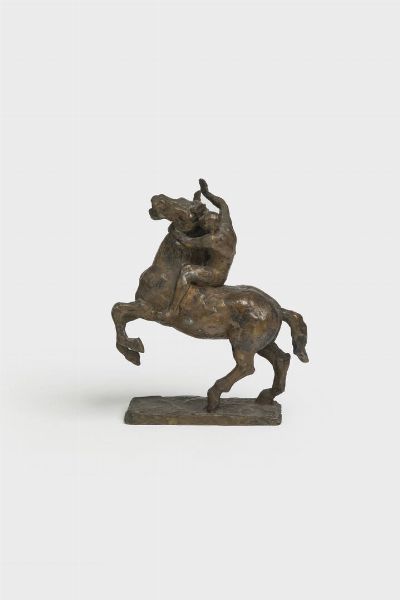 MARINO MAZZACURATI Galliera (BO) 1907-1969 Parma : Figura su cavallo  - Asta Dipinti  - Associazione Nazionale - Case d'Asta italiane