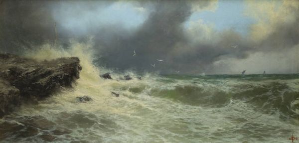 GIACINTO BO Montanaro Canavese (TO) 1832 - 1912 Torino : Mare in tempesta  - Asta Dipinti  - Associazione Nazionale - Case d'Asta italiane